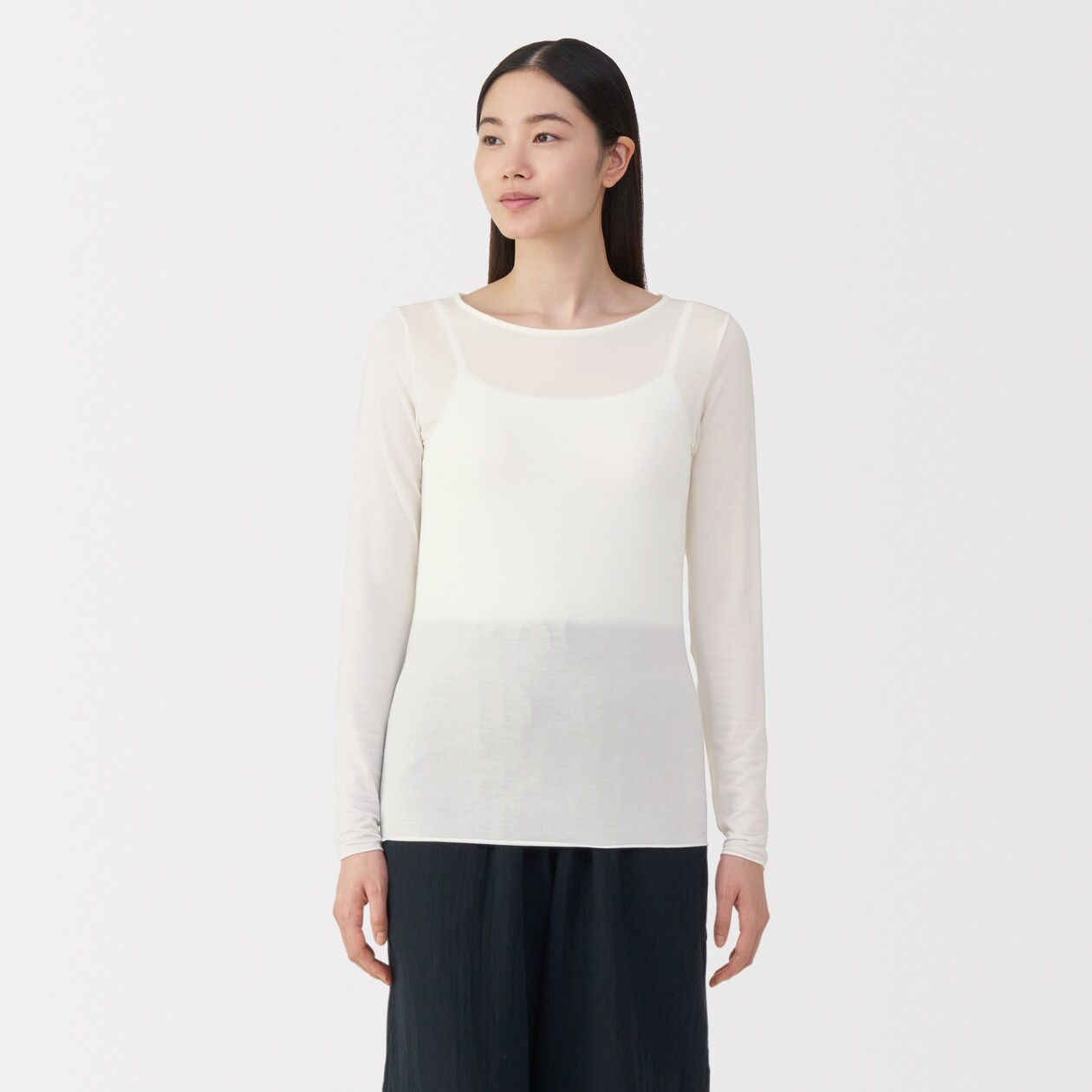 婦人　シアークルーネック長袖Ｔシャツ