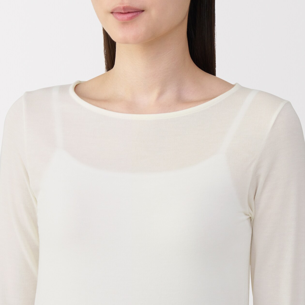 婦人　シアークルーネック長袖Ｔシャツ