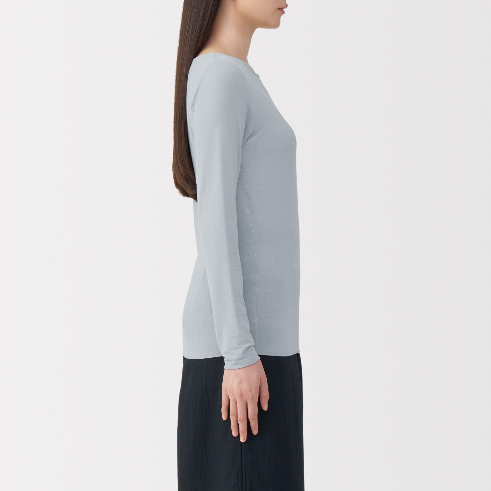 婦人　シアークルーネック長袖Ｔシャツ