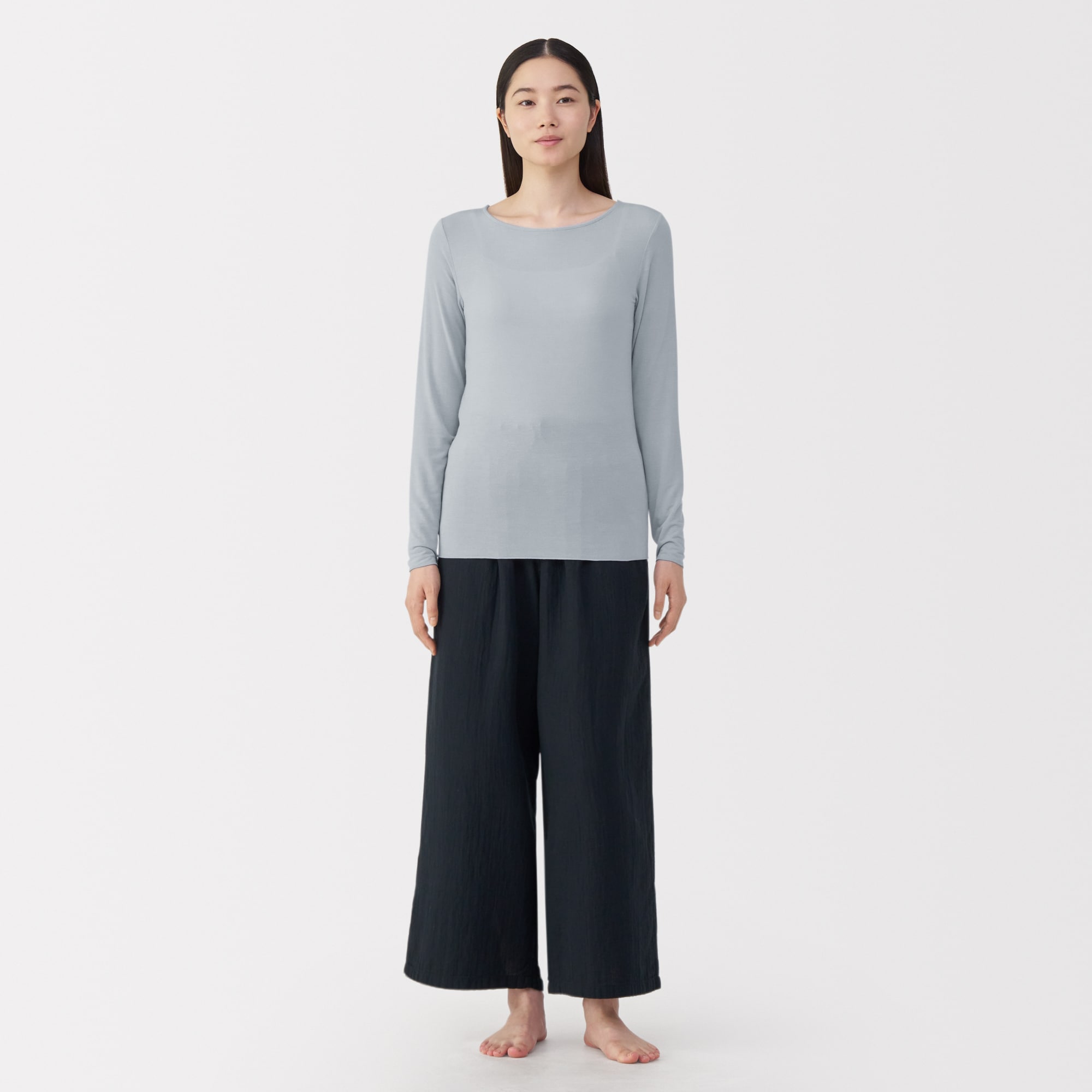 婦人　シアークルーネック長袖Ｔシャツ