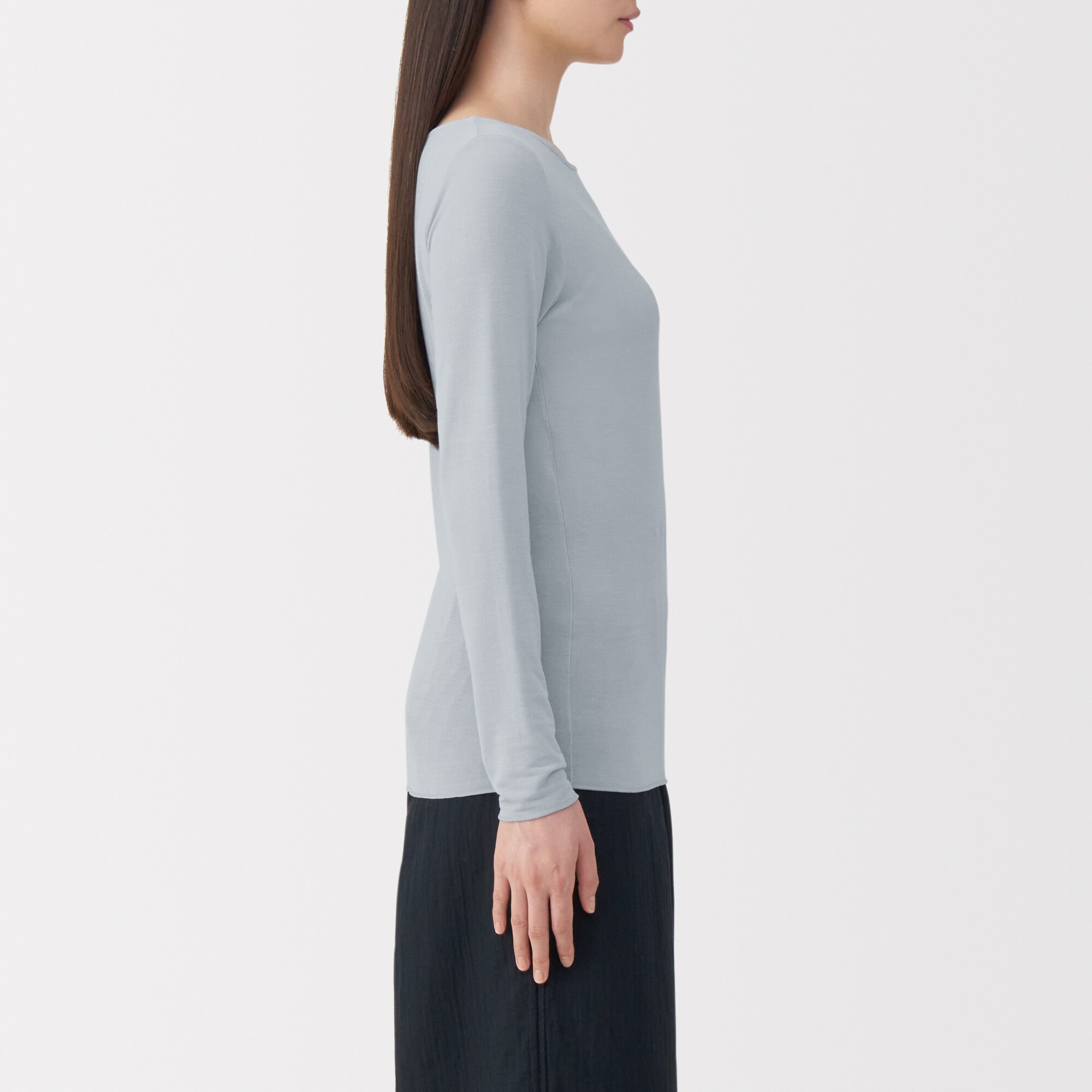 婦人　シアークルーネック長袖Ｔシャツ