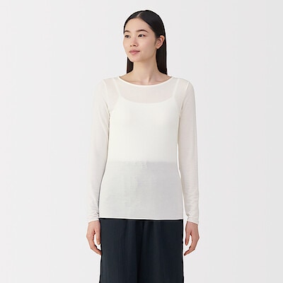 婦人　シアークルーネック長袖Ｔシャツ
