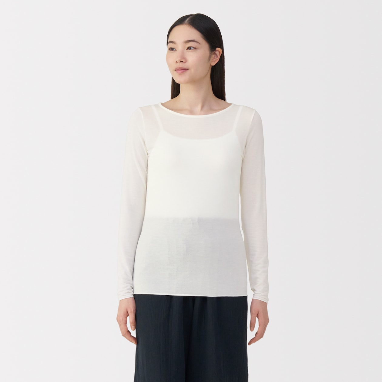 婦人　シアークルーネック長袖Ｔシャツ