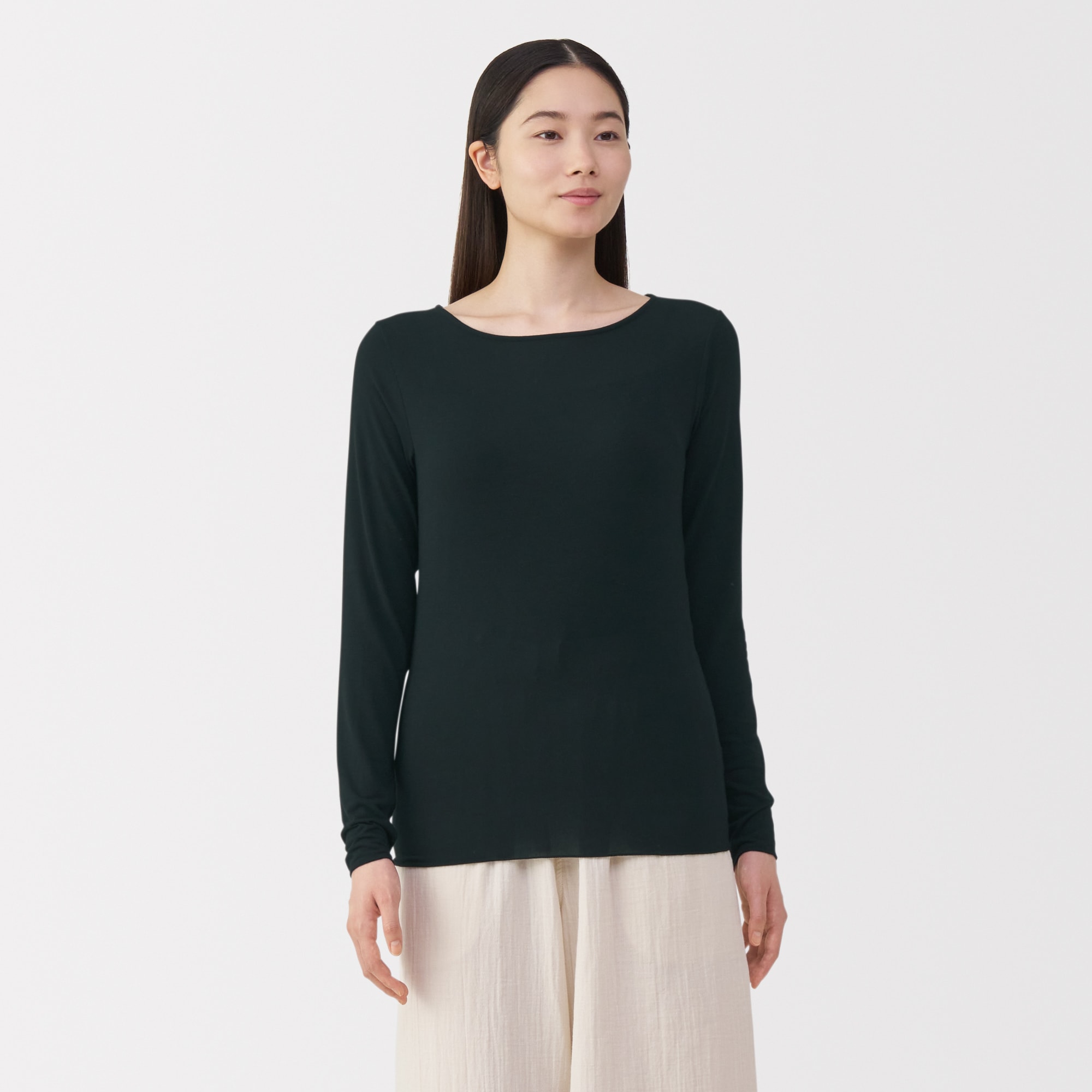婦人　シアークルーネック長袖Ｔシャツ