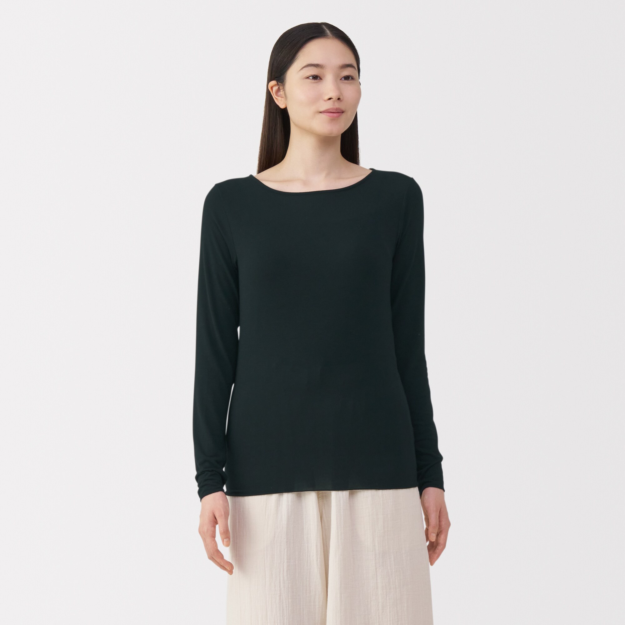 婦人　シアークルーネック長袖Ｔシャツ
