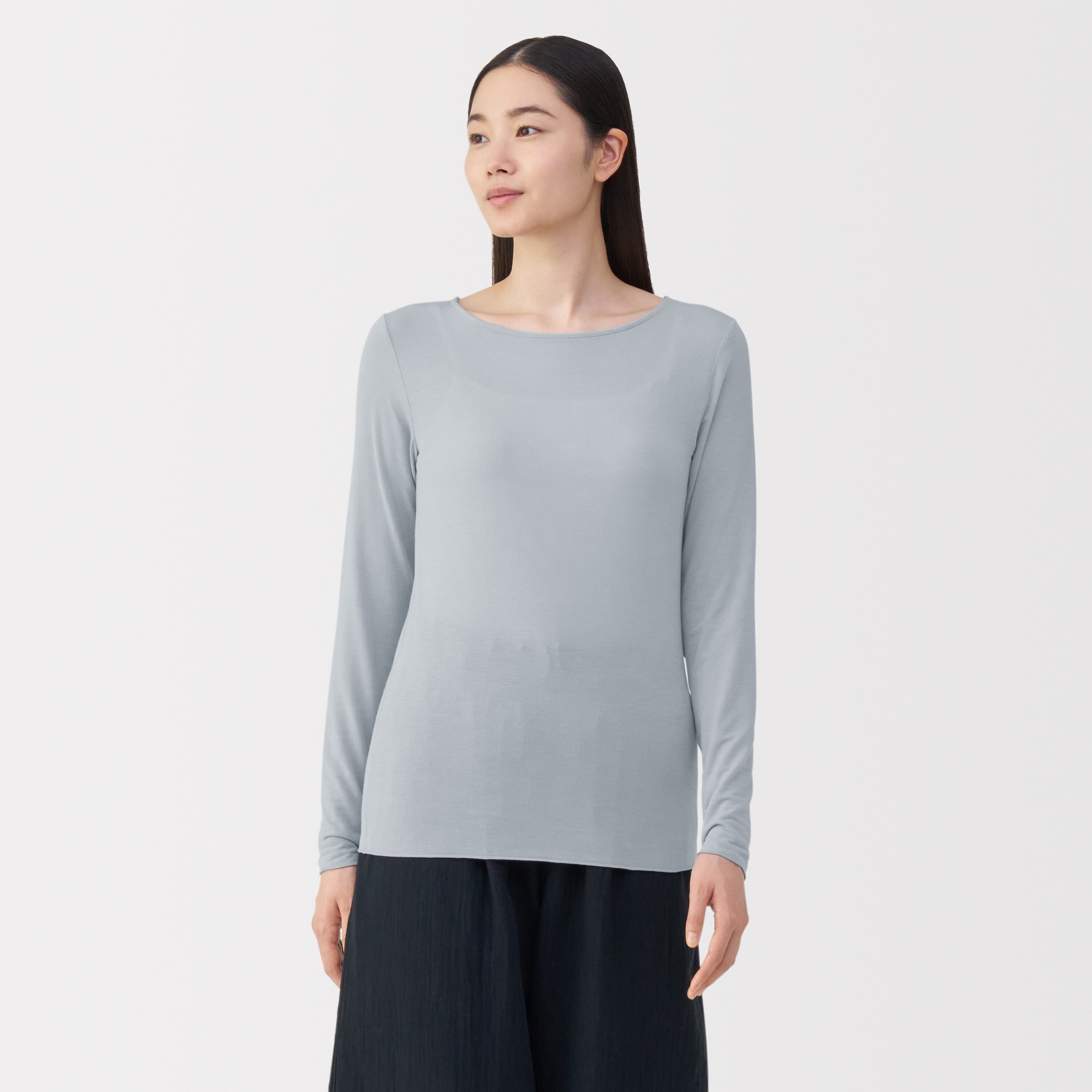 婦人　シアークルーネック長袖Ｔシャツ