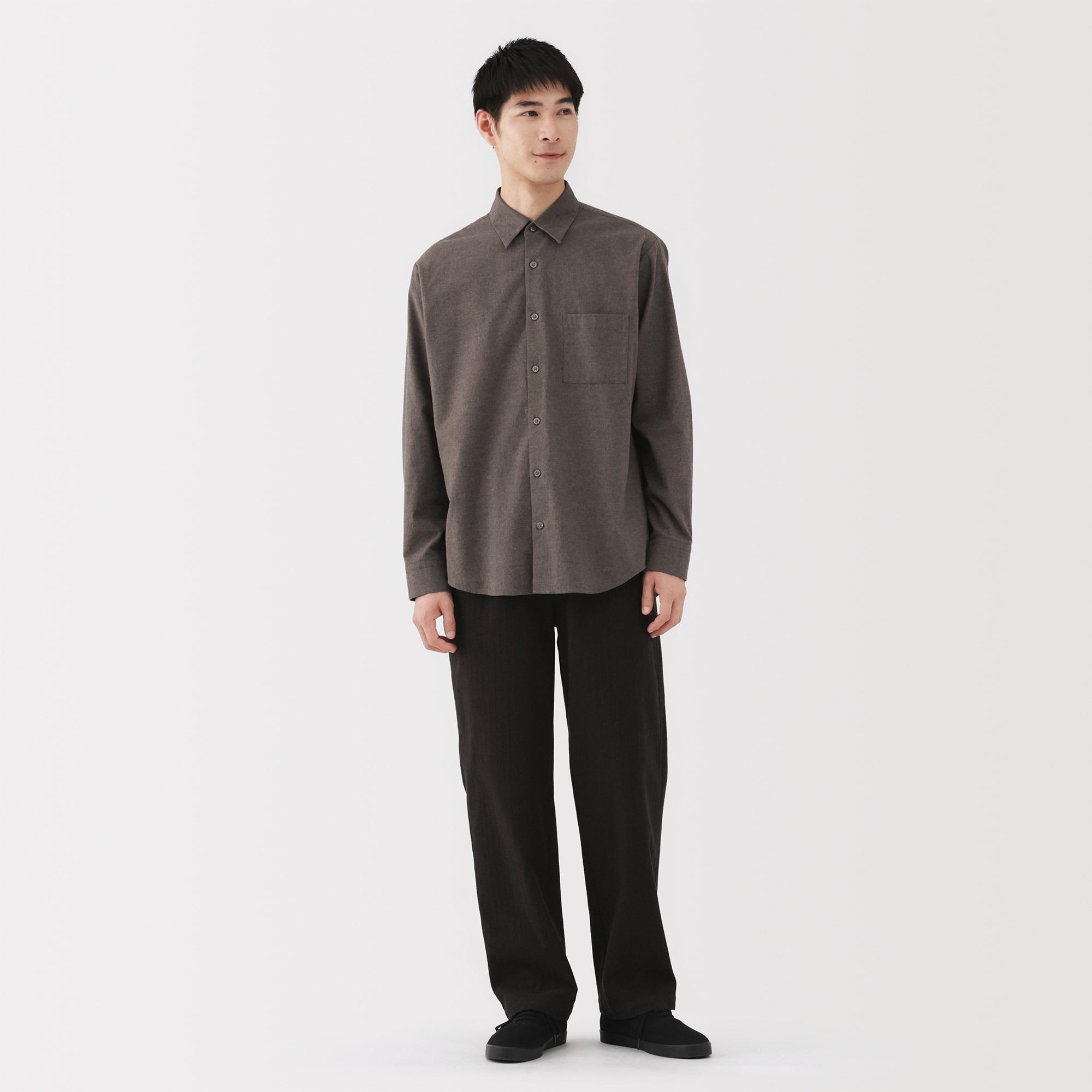 紳士　コットンウールフランネル長袖シャツ
