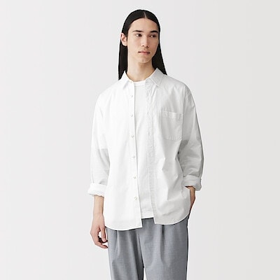 紳士　洗いざらしブロード長袖シャツ