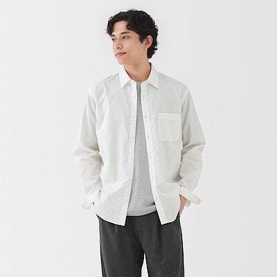 紳士　洗いざらしブロード長袖シャツ