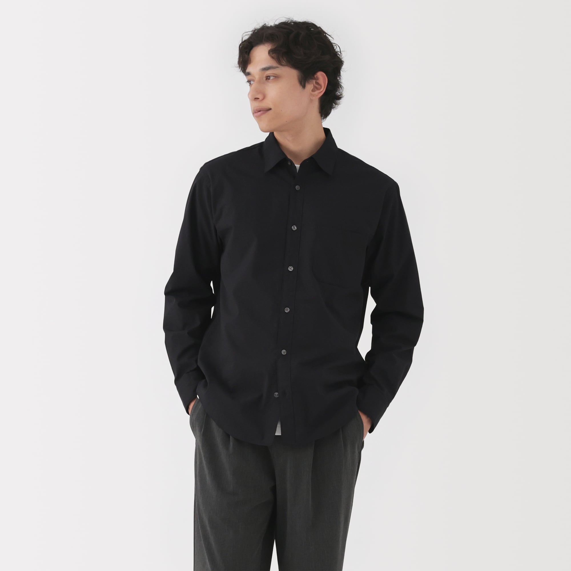 紳士 洗いざらしブロード長袖シャツ | 無印良品