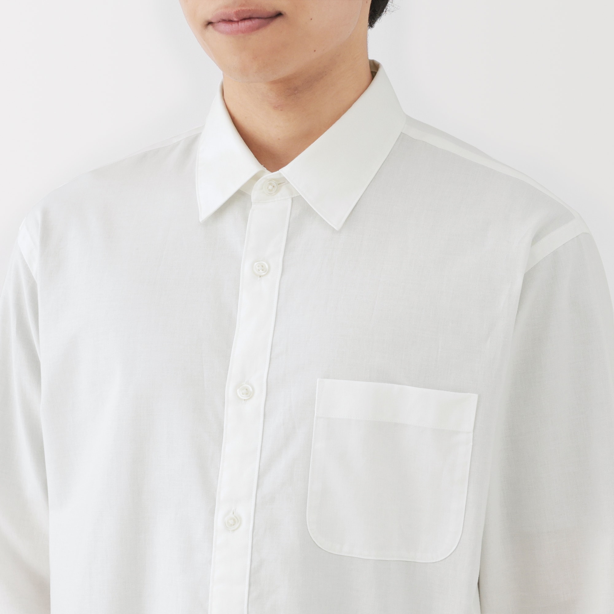 紳士　洗いざらしブロード長袖シャツ