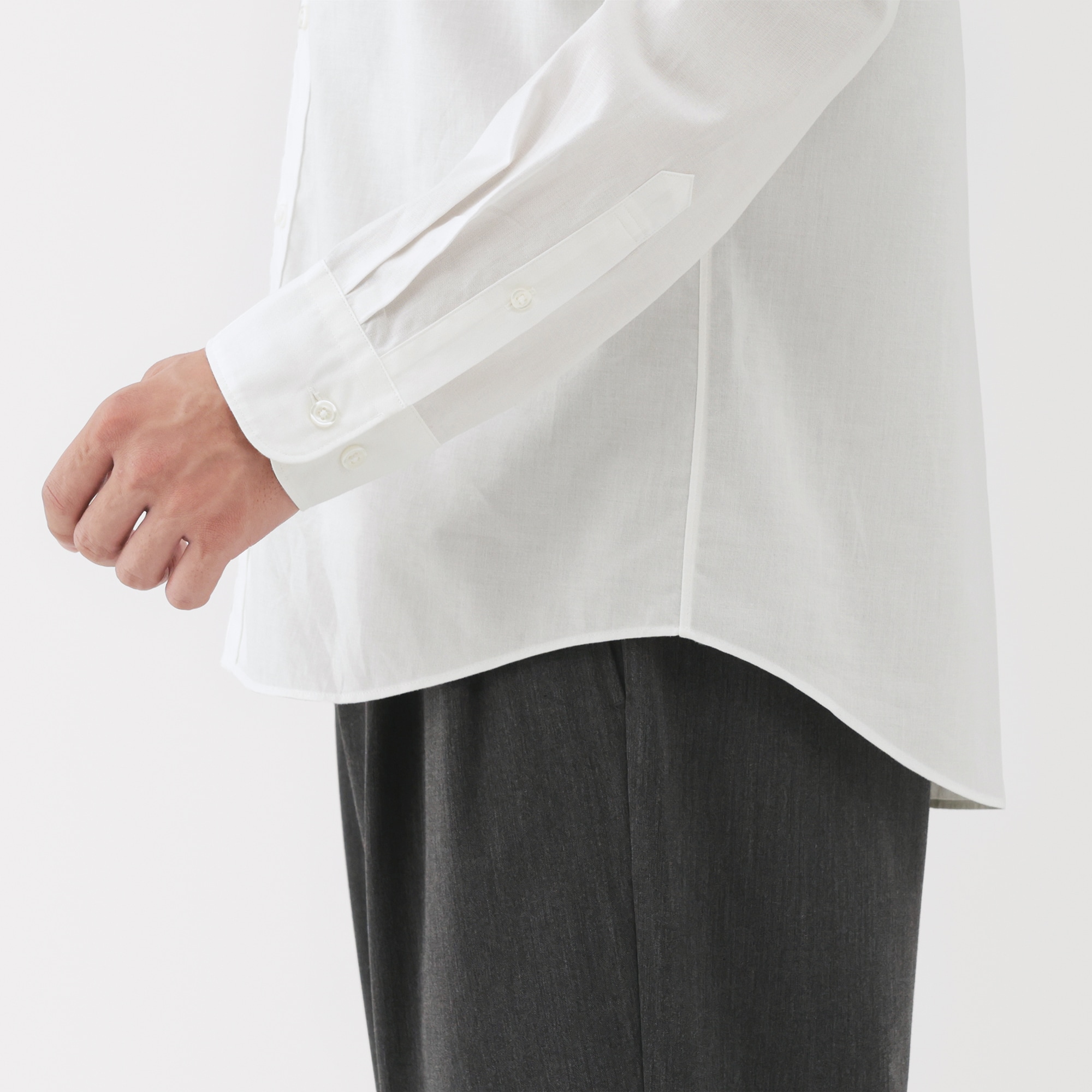 紳士　洗いざらしブロード長袖シャツ