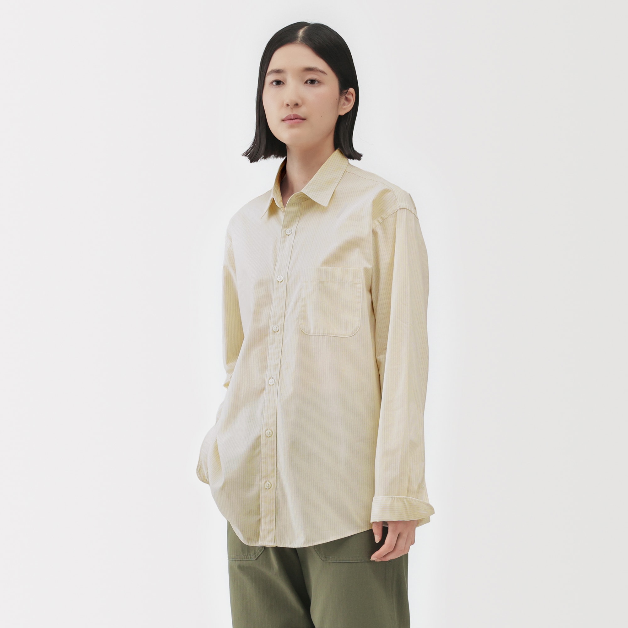 紳士　洗いざらしブロード長袖シャツ