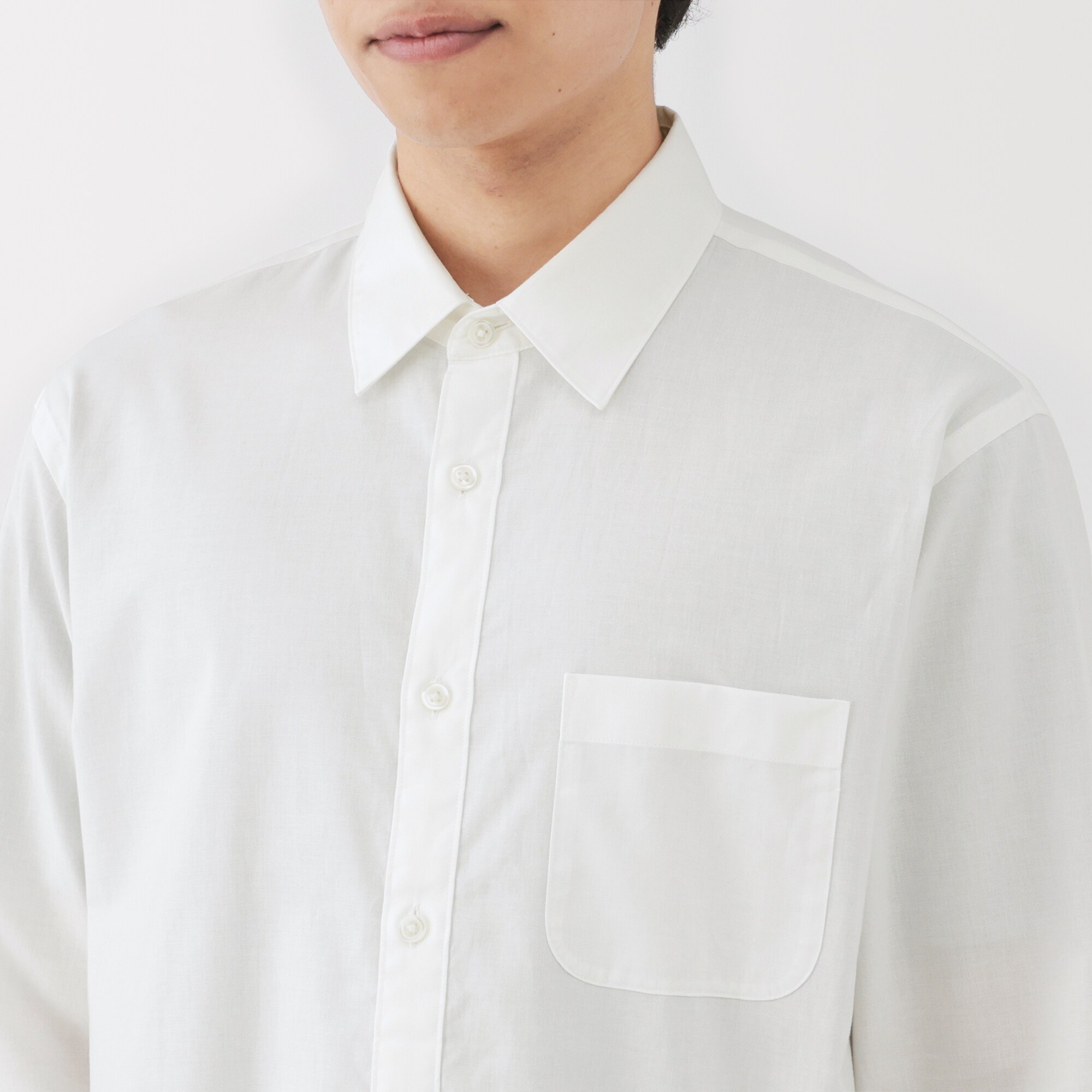 紳士　洗いざらしブロード長袖シャツ