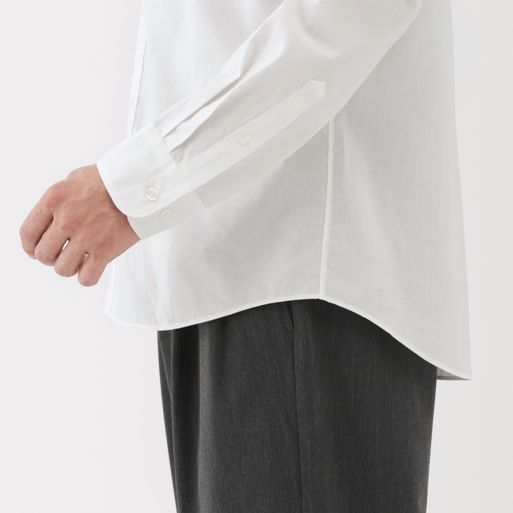 紳士　洗いざらしブロード長袖シャツ