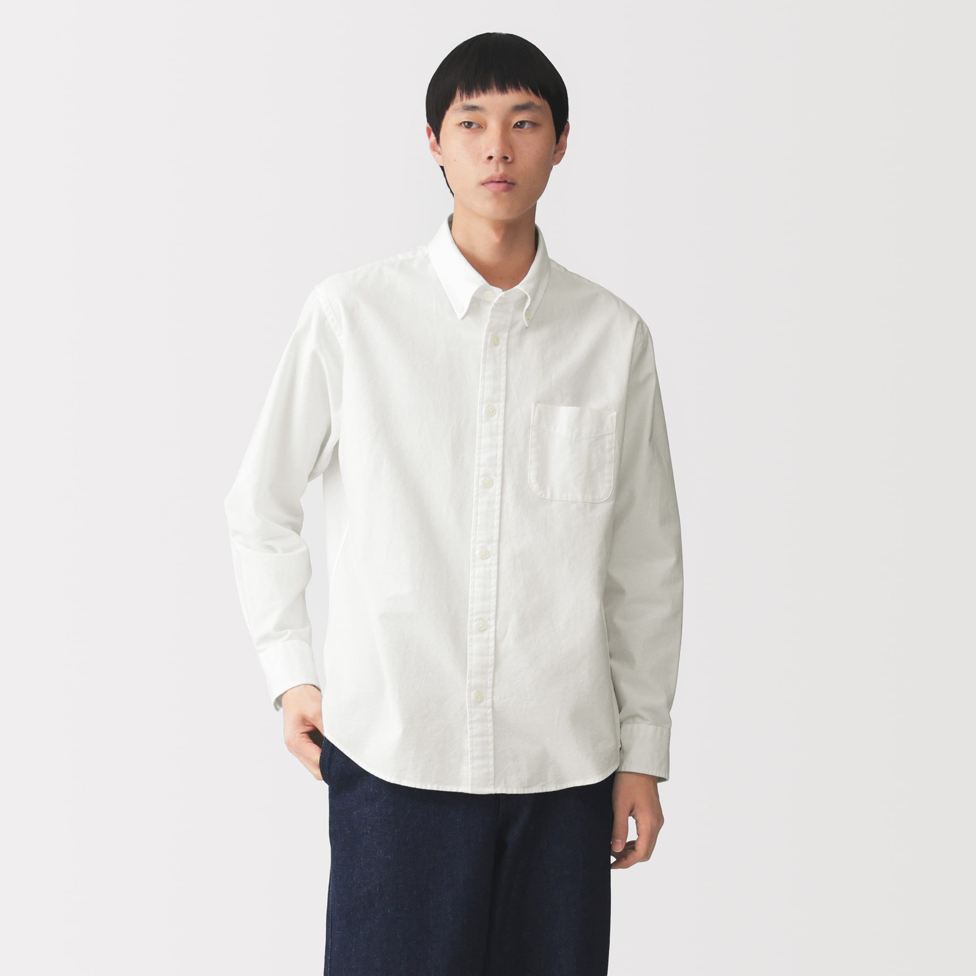 紳士　洗いざらしオックスボタンダウン長袖シャツ