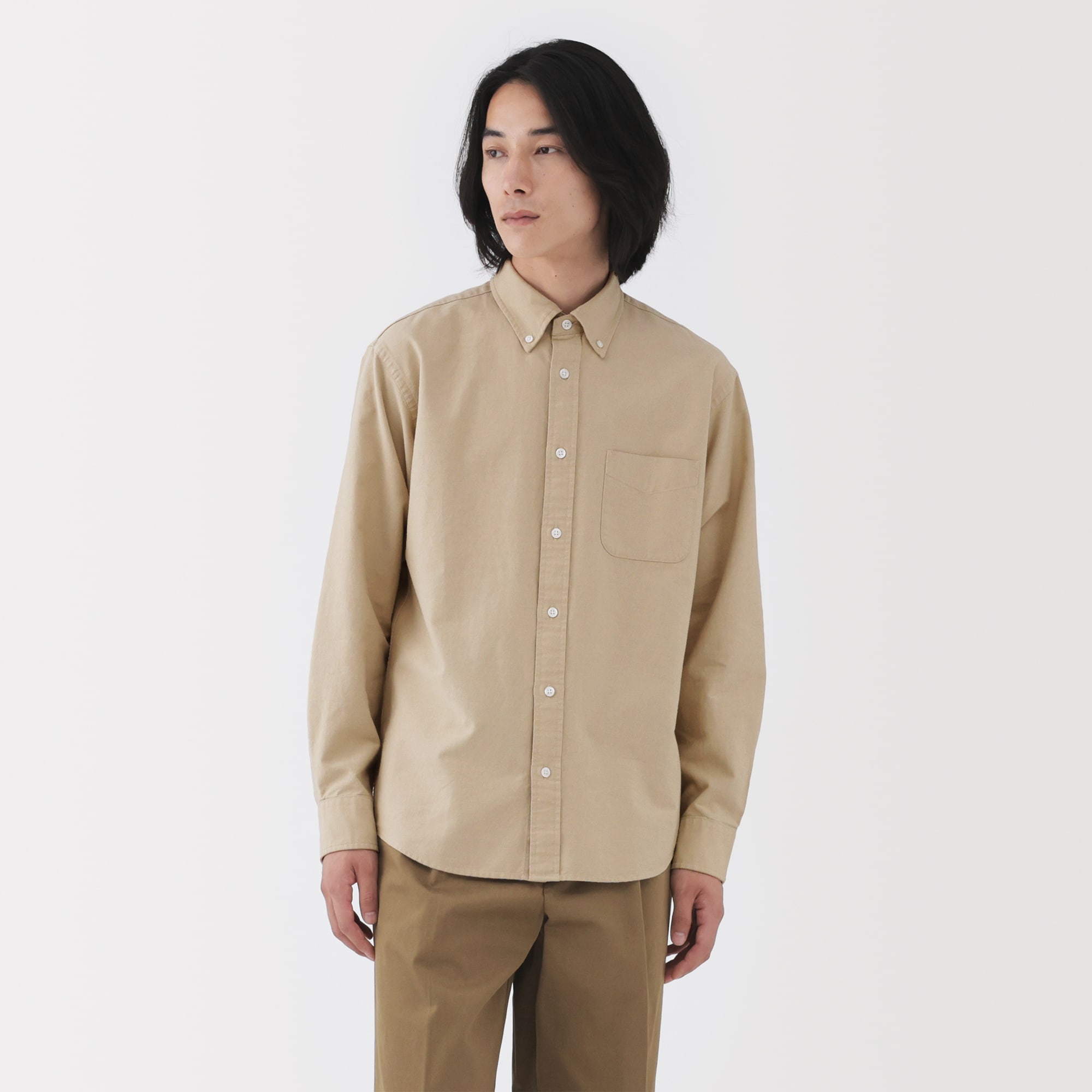 茶 pinokio18 紳士 洗いざらしオックスボタンダウン長袖シャツ | 無印良品