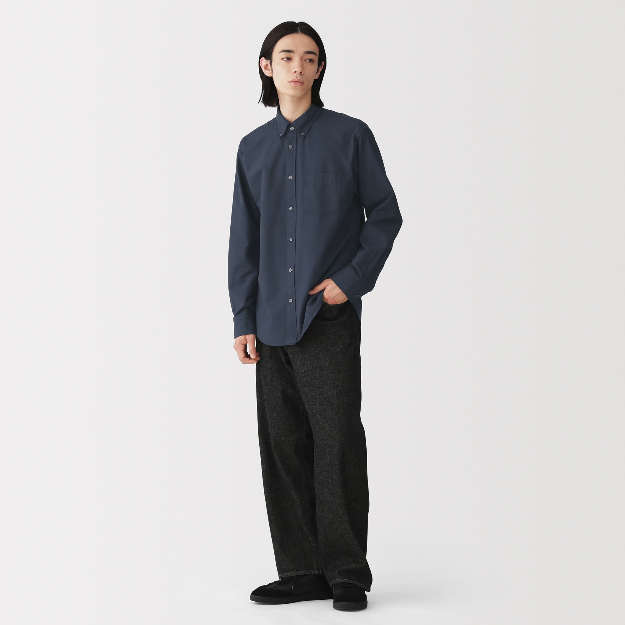 紳士 洗いざらしオックスボタンダウン長袖シャツ | 無印良品