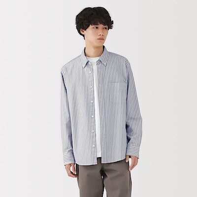 紳士　洗いざらしオックスボタンダウン長袖シャツ