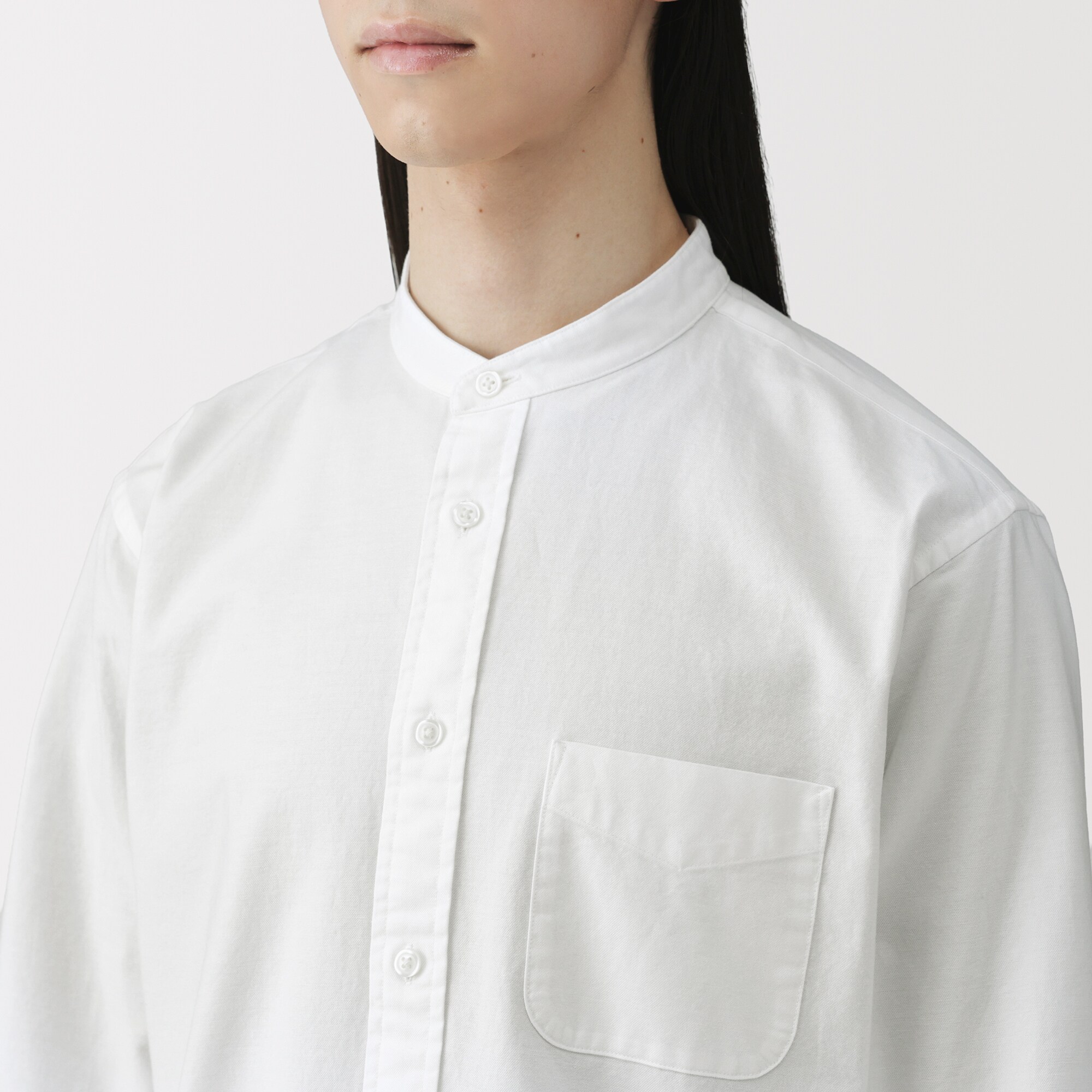 紳士 洗いざらしオックススタンドカラー長袖シャツ | 無印良品