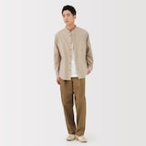 紳士　洗いざらしオックススタンドカラー長袖シャツ