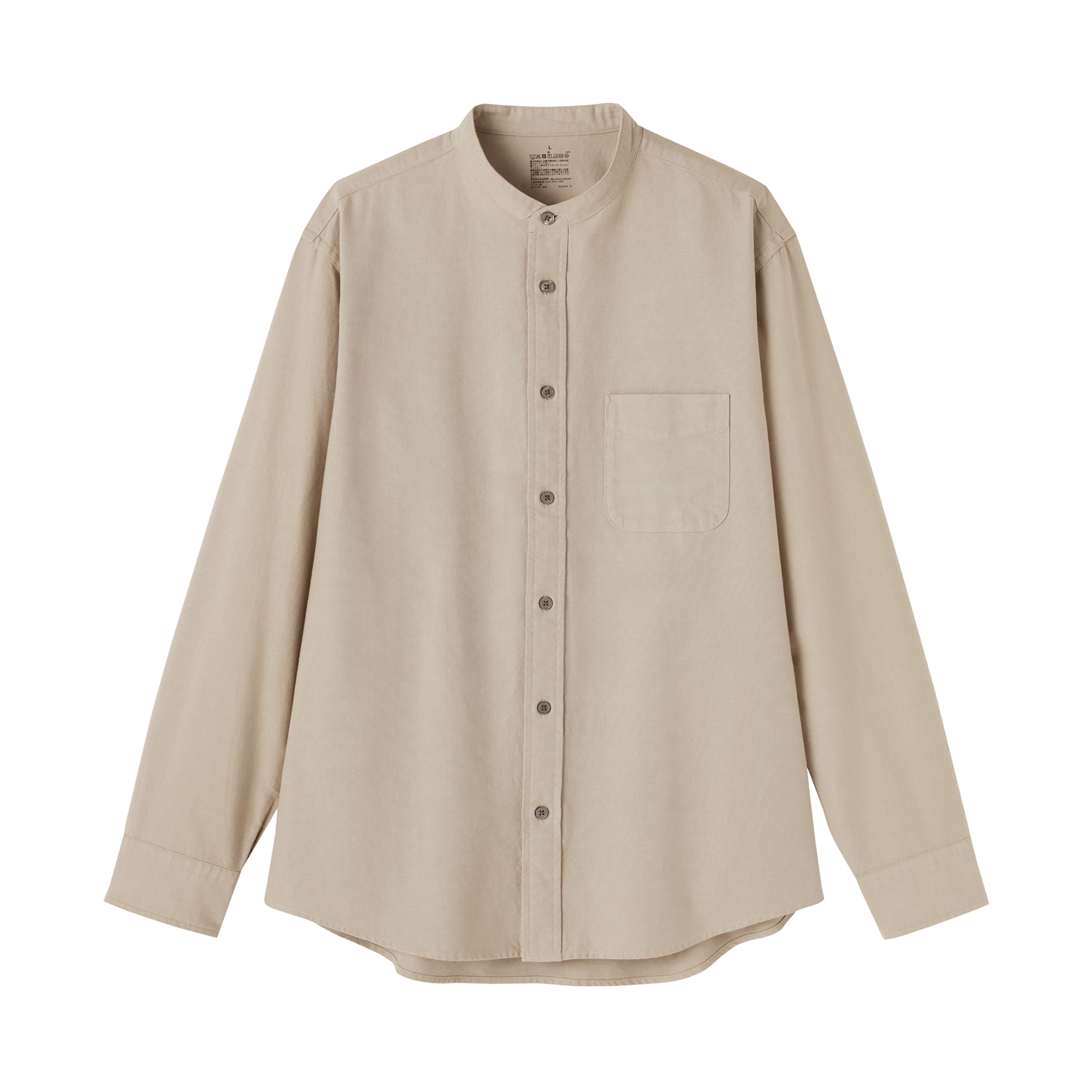 紳士　洗いざらしオックススタンドカラー長袖シャツ