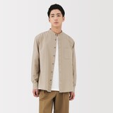 紳士　洗いざらしオックススタンドカラー長袖シャツ