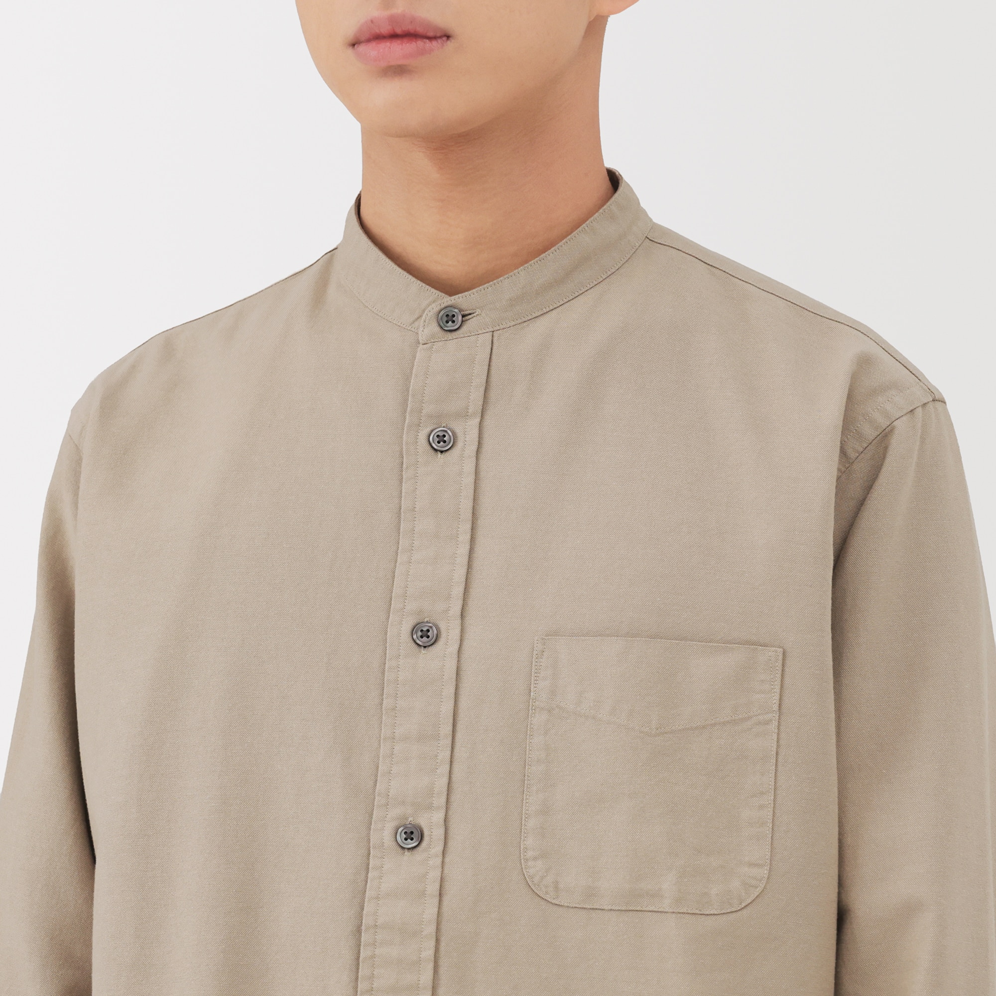 紳士 洗いざらしオックススタンドカラー長袖シャツ | 無印良品