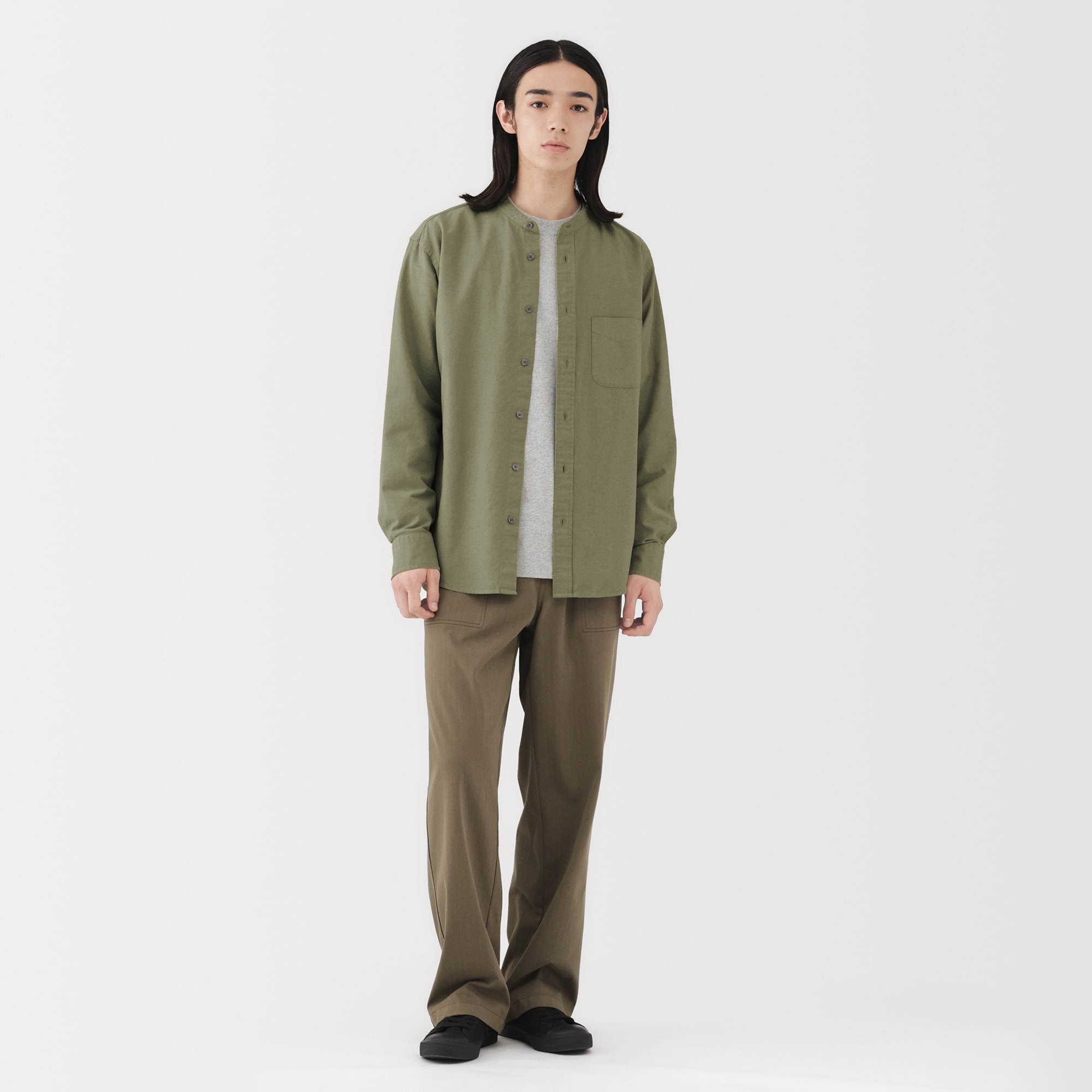 紳士 洗いざらしオックススタンドカラー長袖シャツ | 無印良品