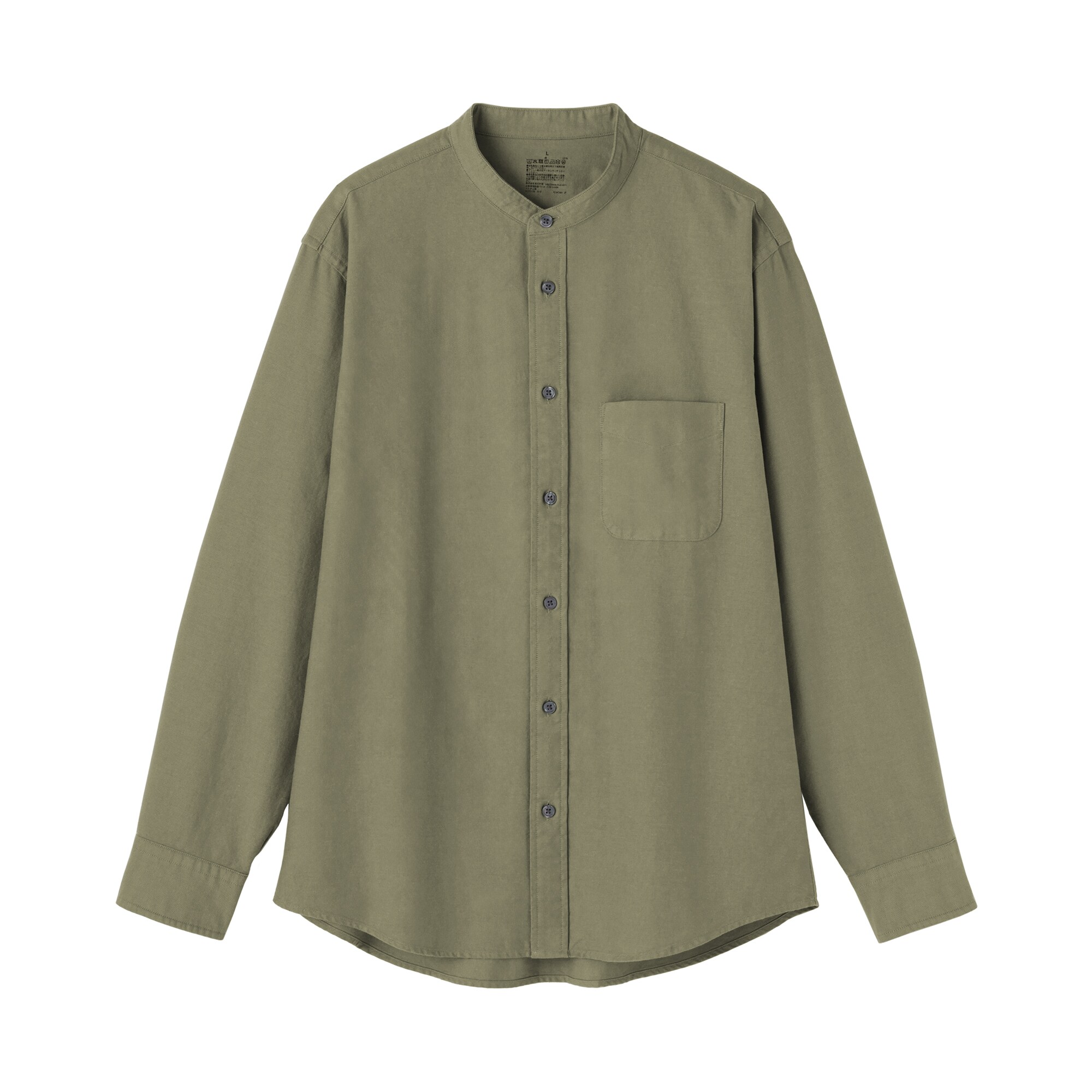 紳士　洗いざらしオックススタンドカラー長袖シャツ
