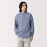 紳士　洗いざらしオックススタンドカラー長袖シャツ