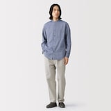 紳士　洗いざらしオックススタンドカラー長袖シャツ