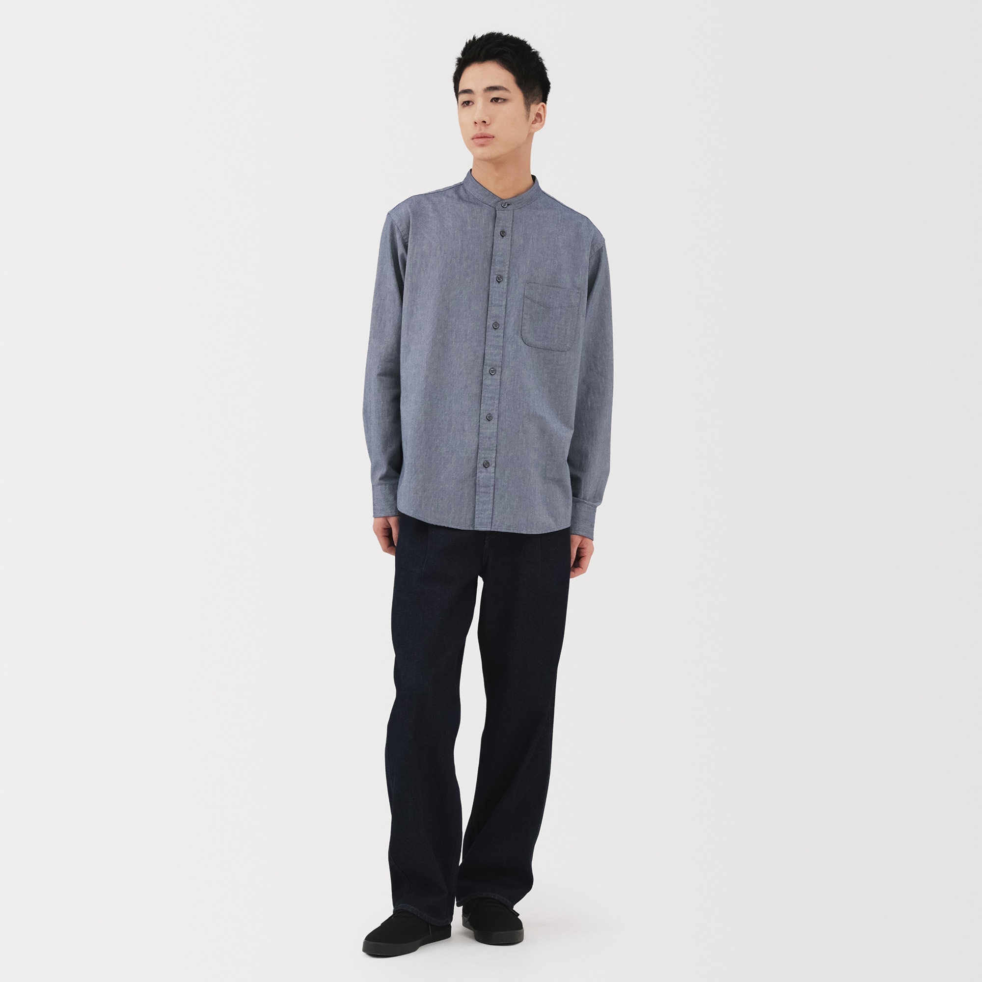 紳士 洗いざらしオックススタンドカラー長袖シャツ | 無印良品