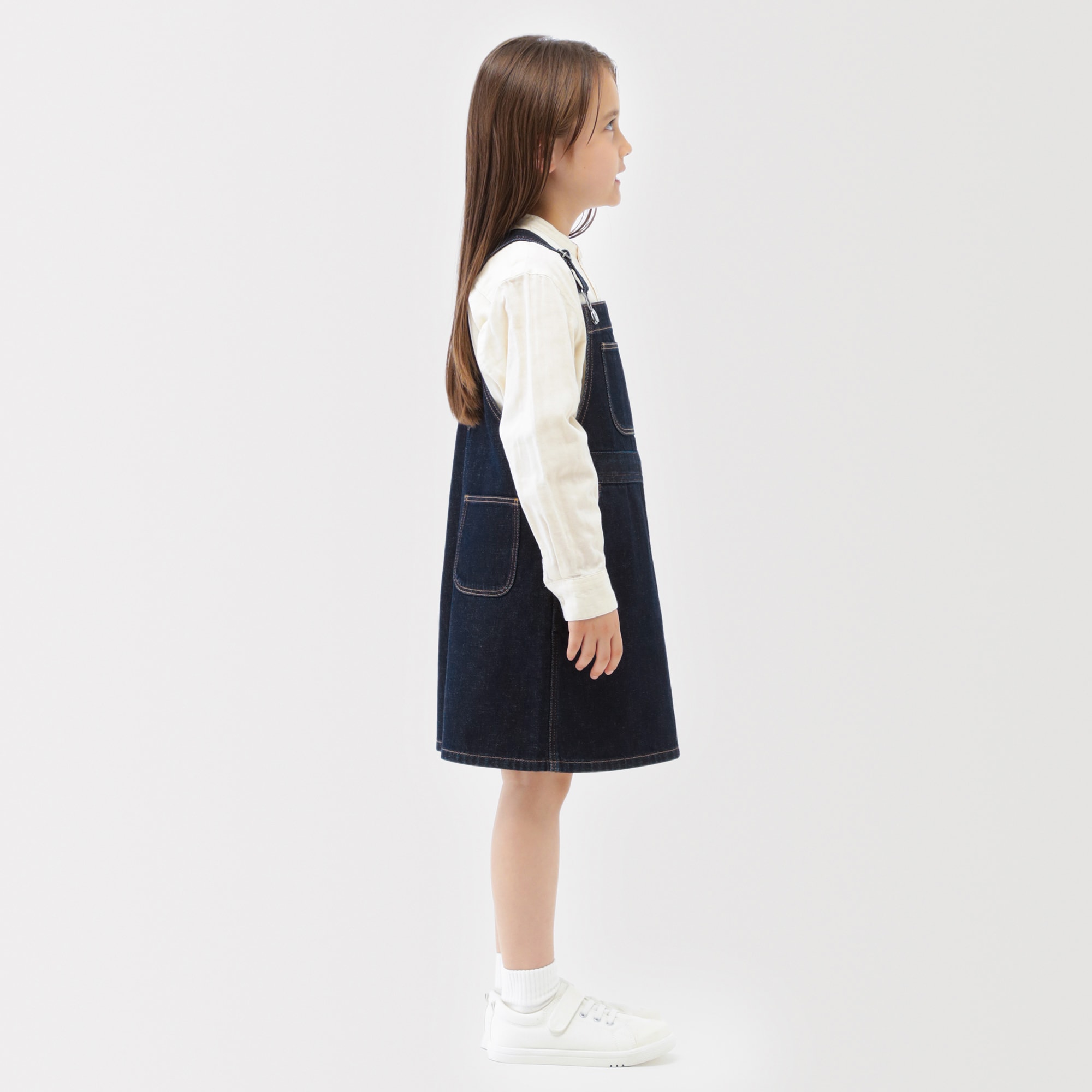 キッズ　木の実から作ったカポック混デニムジャンパースカート