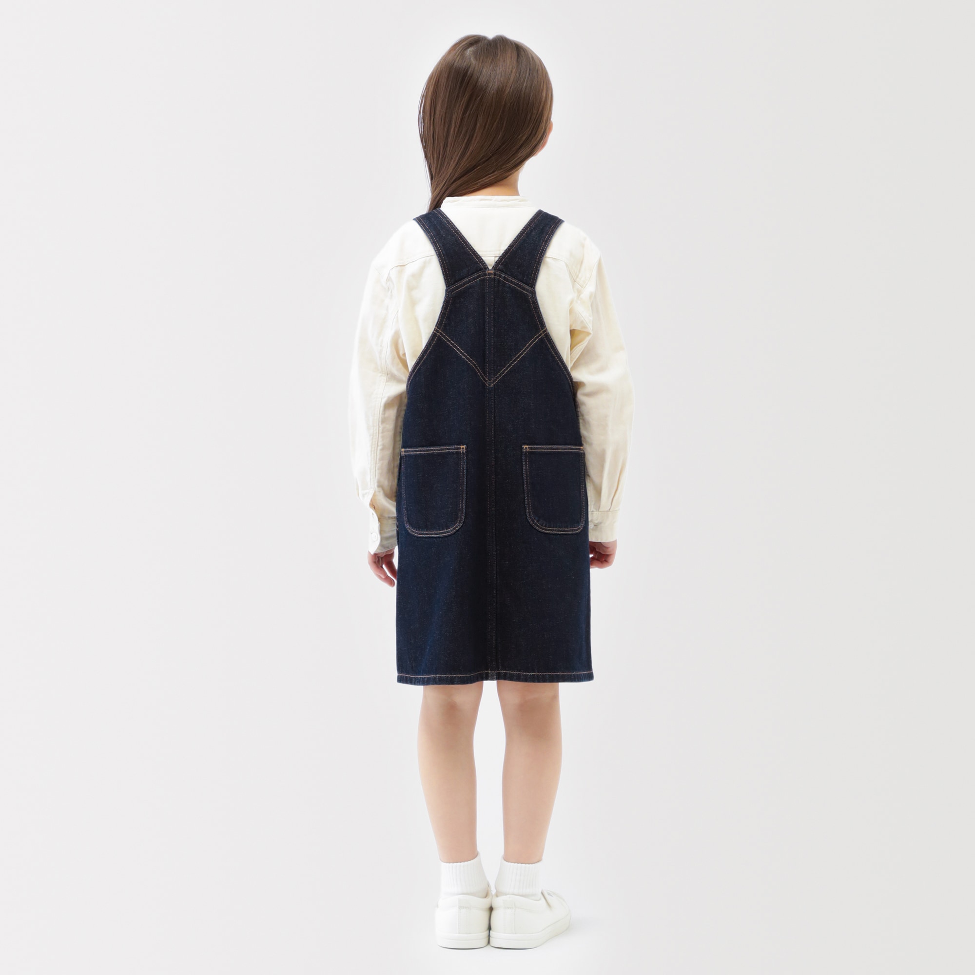 キッズ　木の実から作ったカポック混デニムジャンパースカート