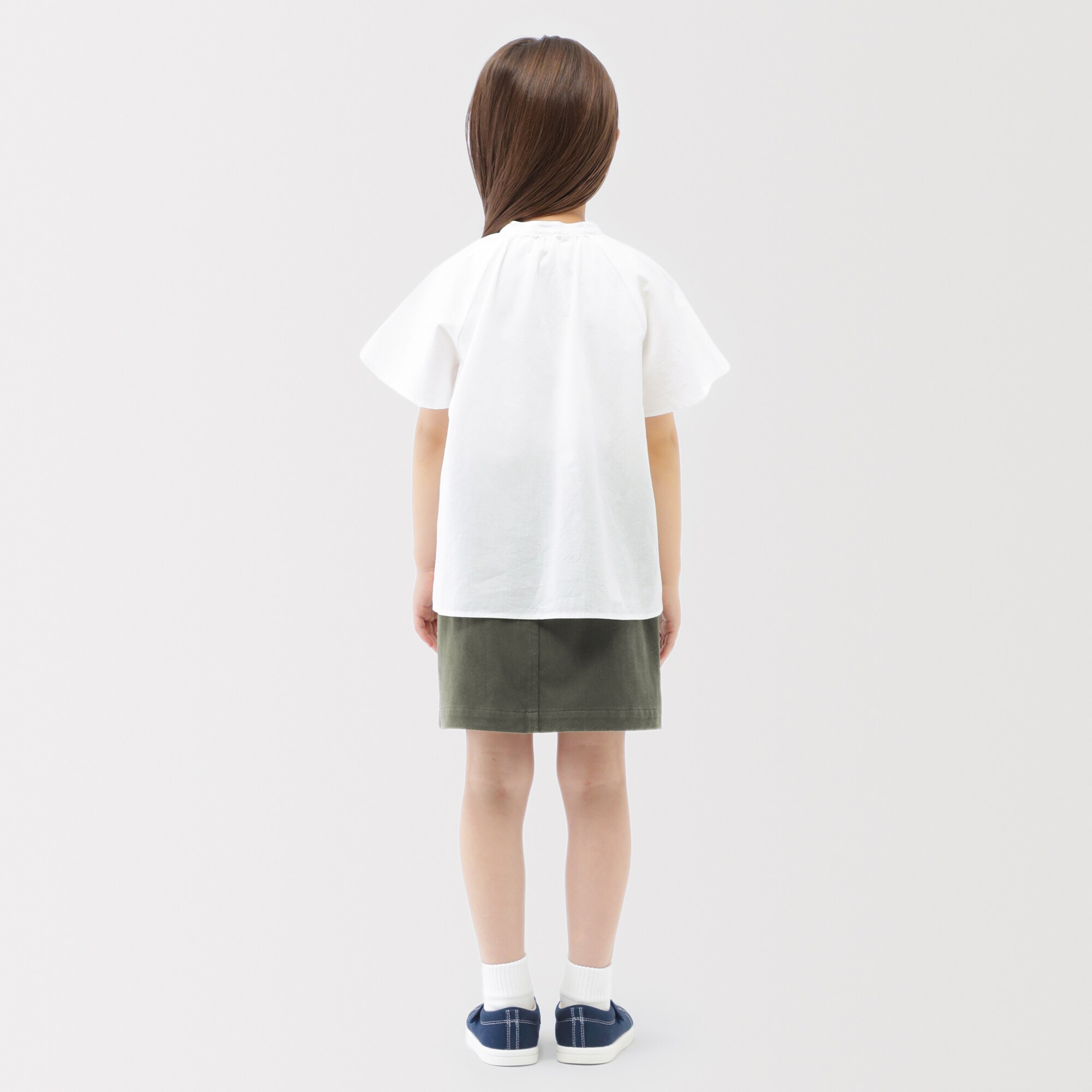 キッズ　縦横ストレッチヘリンボーンスカート