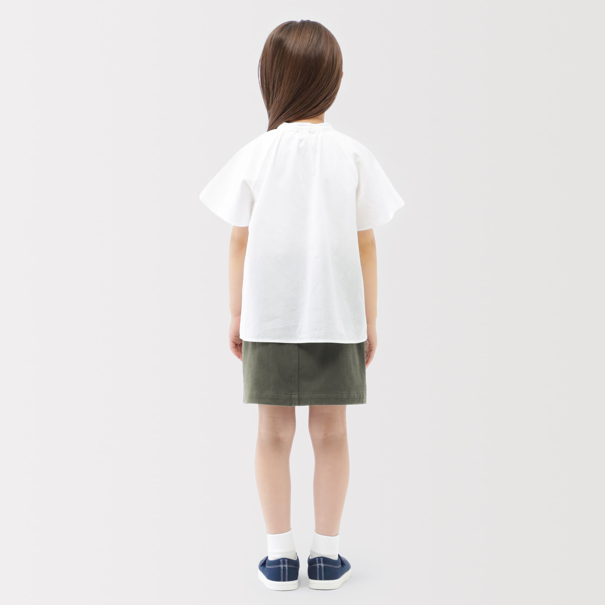 キッズ　縦横ストレッチヘリンボーンスカート