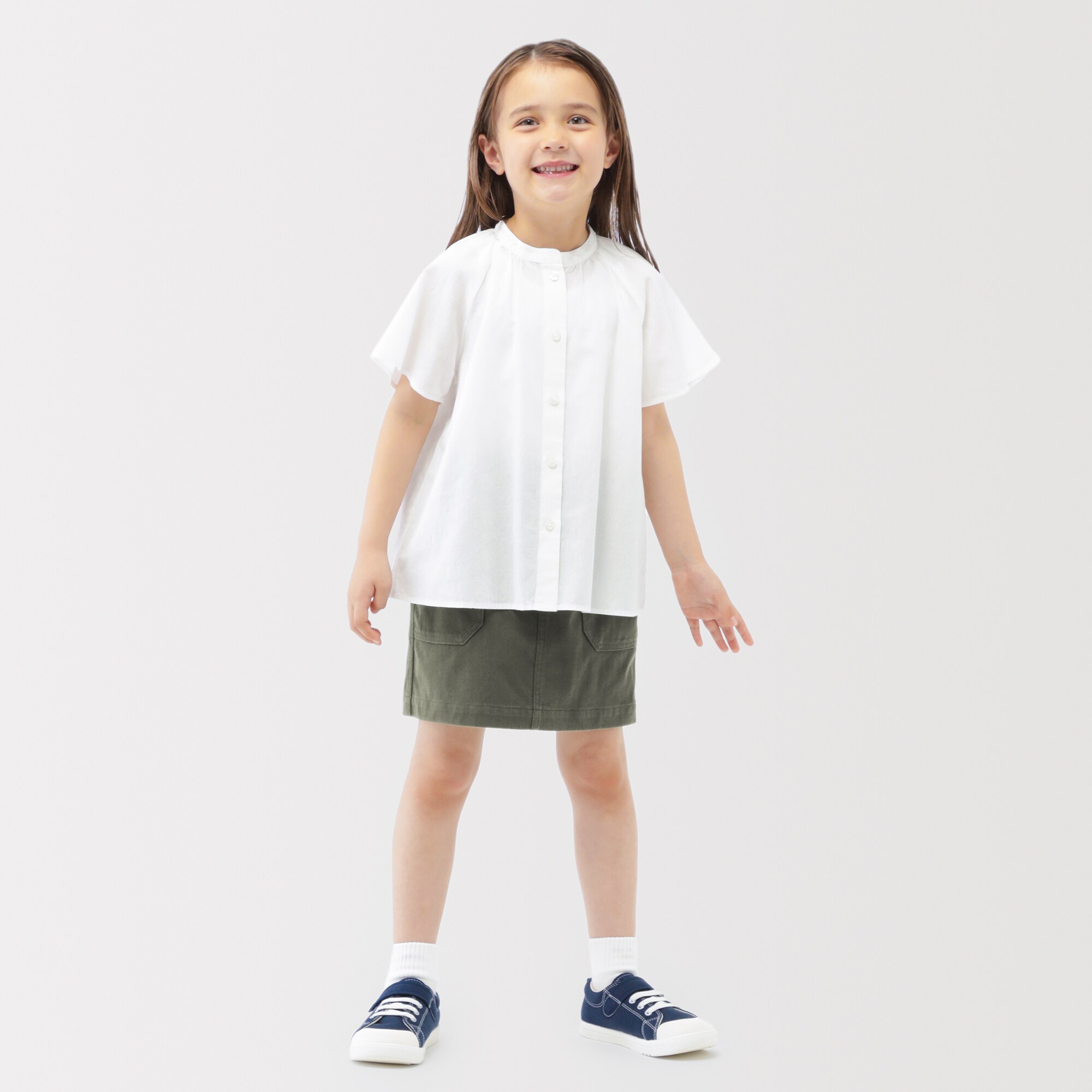 キッズ　縦横ストレッチヘリンボーンスカート