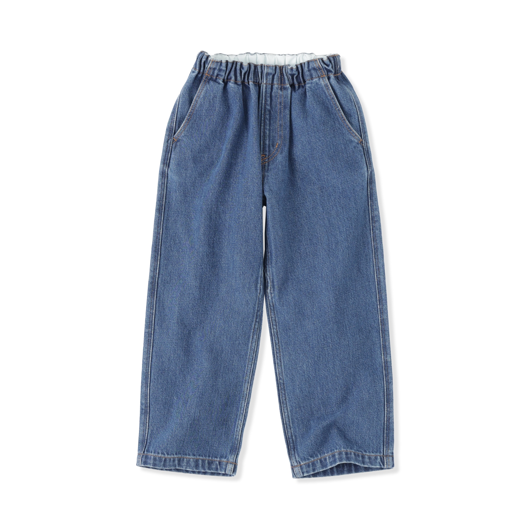 無印良品　羽毛ポケット　デニム 婦人 木の実から作ったカポック混 デニムワイドテーパードパンツ