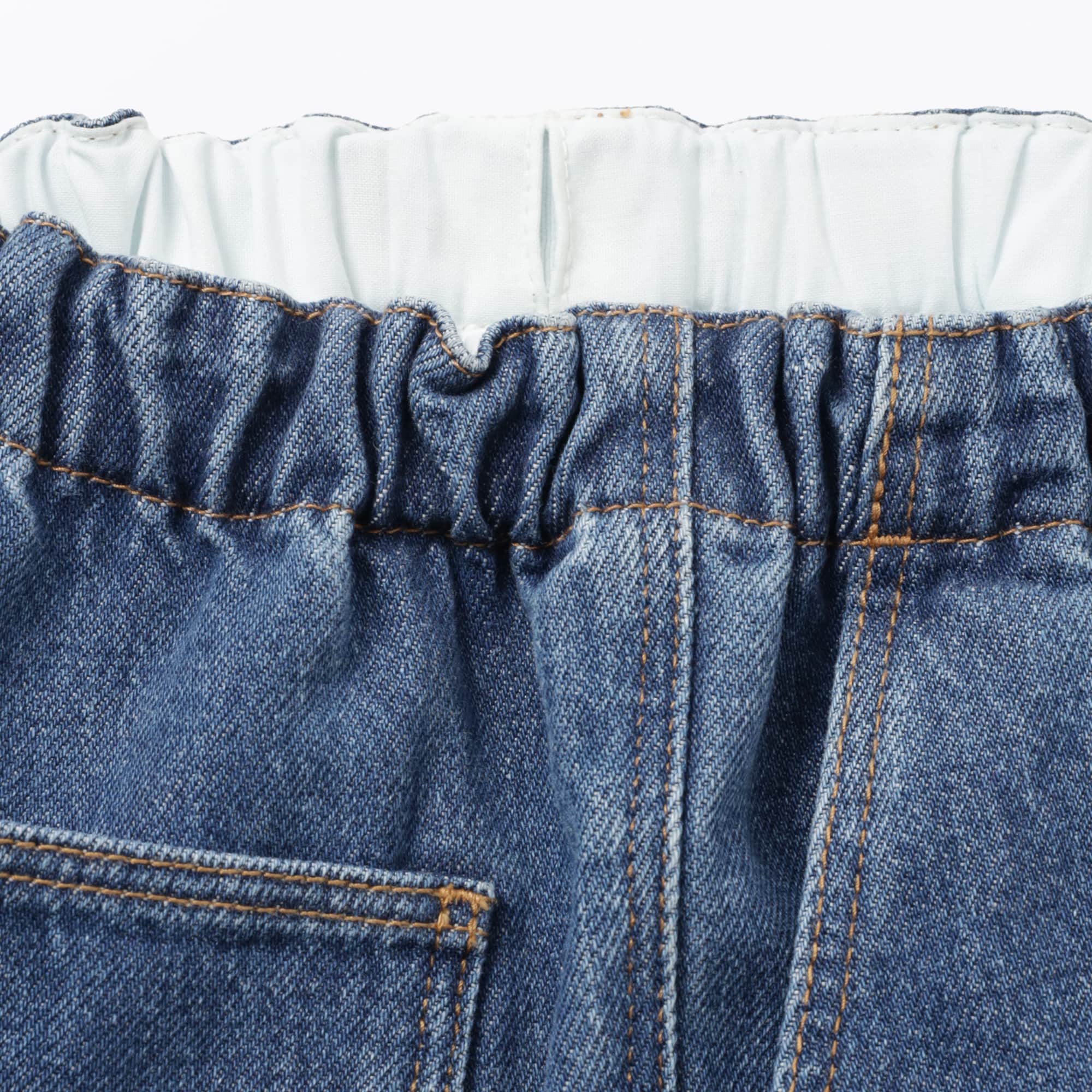 キッズ　木の実から作ったカポック混デニムワイドパンツ