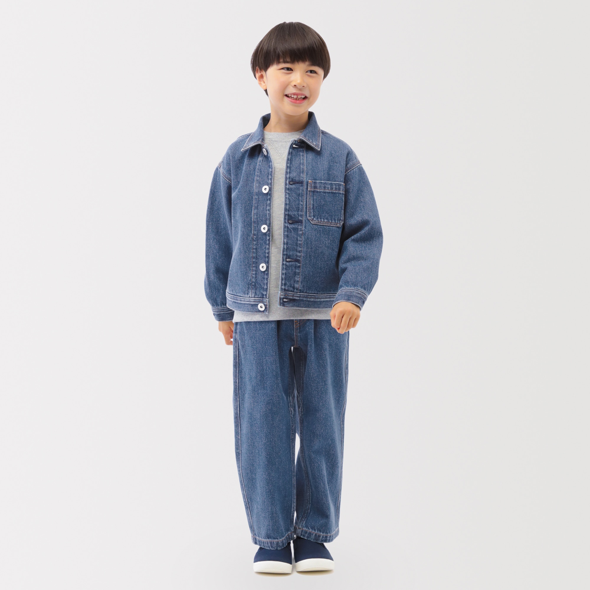 キッズ　木の実から作ったカポック混デニムワイドパンツ