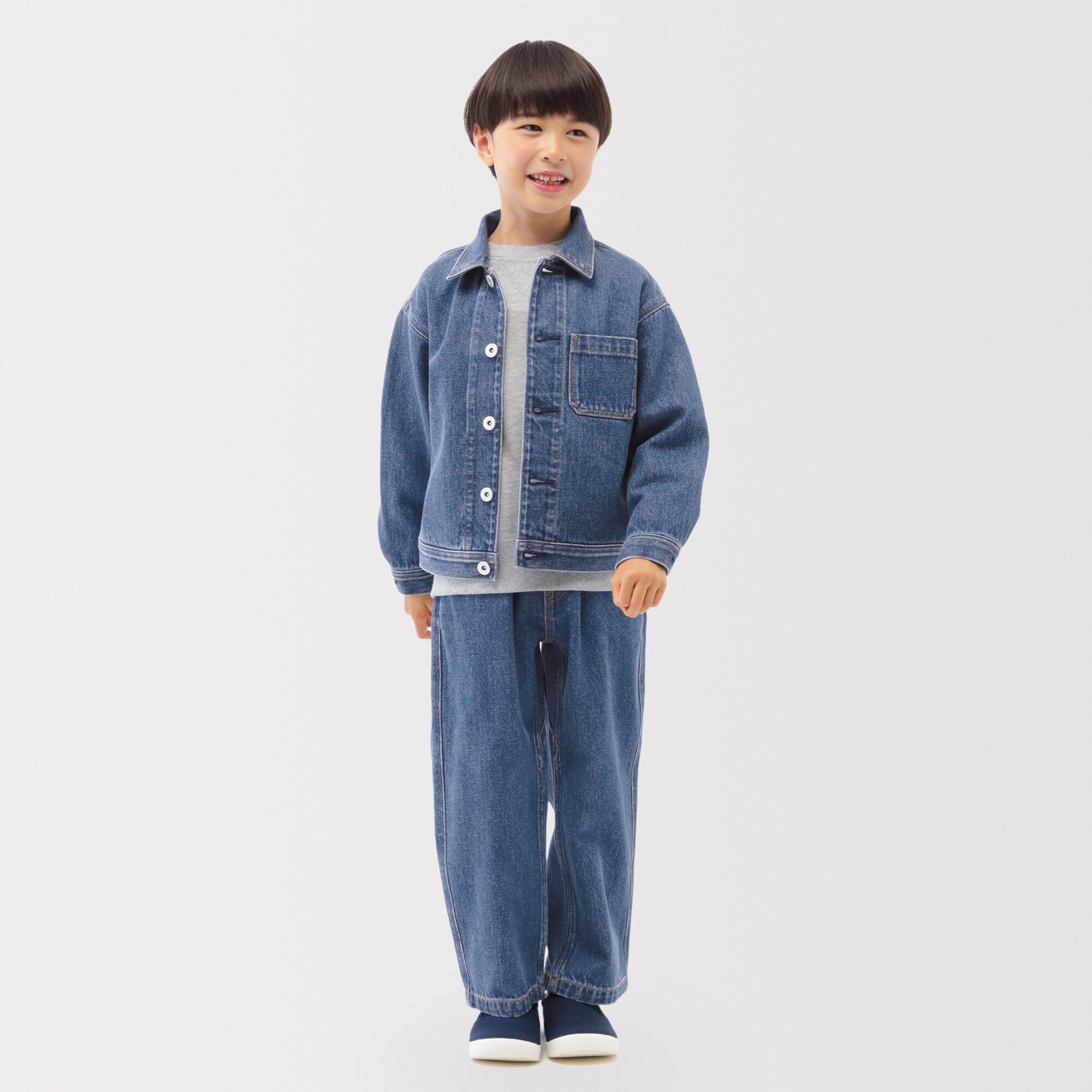 キッズ　木の実から作ったカポック混デニムワイドパンツ