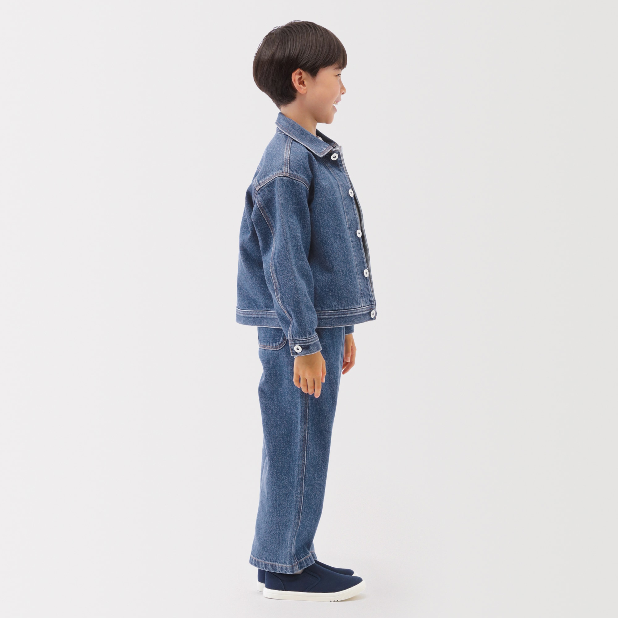 キッズ　木の実から作ったカポック混デニムワイドパンツ