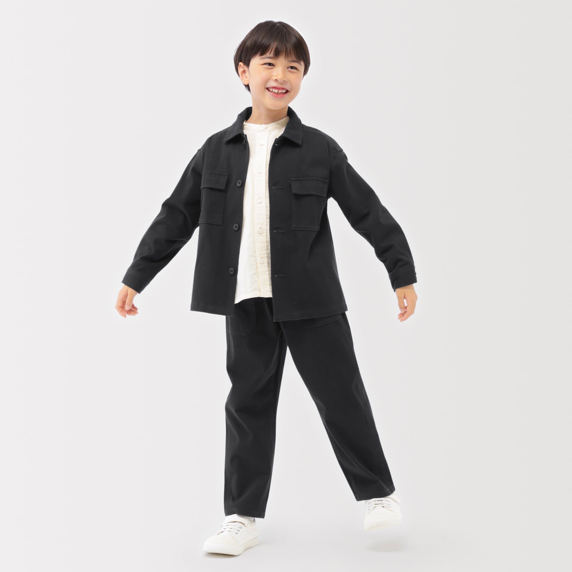 キッズ　縦横ストレッチヘリンボーンジャケット