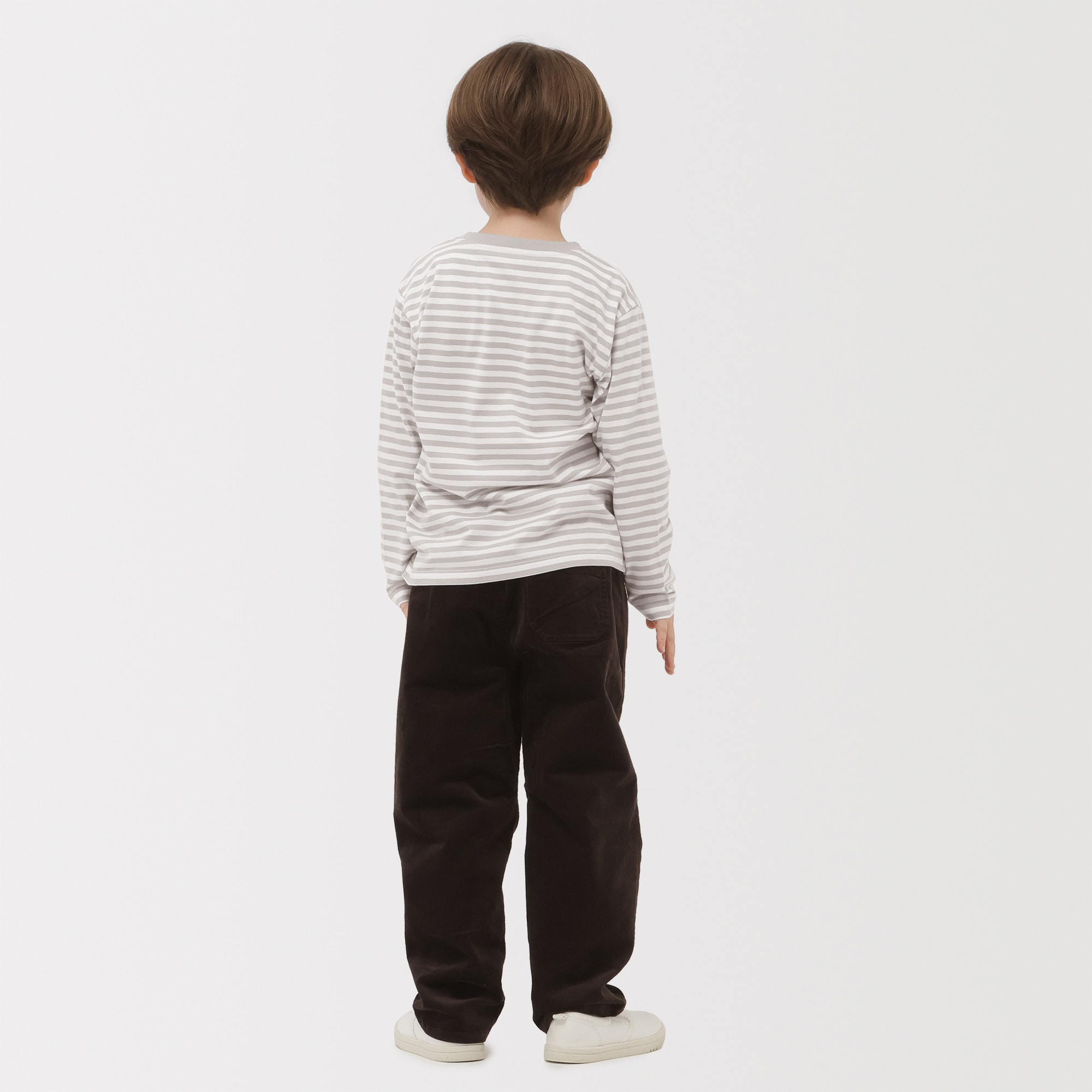 キッズ　綿天竺編みクルーネック長袖Ｔシャツ　ボーダー