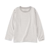 キッズ　綿天竺編みクルーネック長袖Ｔシャツ　ボーダー