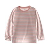 キッズ　綿天竺編みクルーネック長袖Ｔシャツ　ボーダー