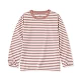 キッズ　綿天竺編みクルーネック長袖Ｔシャツ　ボーダー