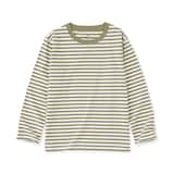 キッズ　綿天竺編みクルーネック長袖Ｔシャツ　ボーダー