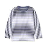 キッズ　綿天竺編みクルーネック長袖Ｔシャツ　ボーダー